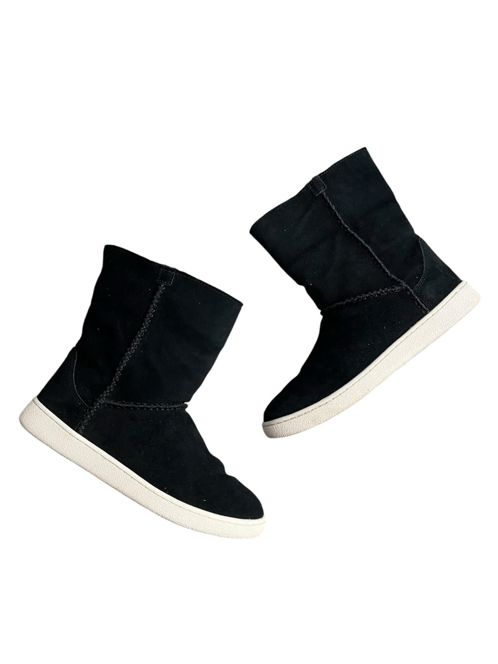 UGG Mika Classic Sneaker Boot Black Shearling Fold Over Womens Size 8 W/ Box - Picture 5 of 15